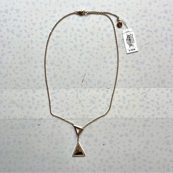MICHAEL KORS Brilliance Statement Pave Gold Triangle Lariat Necklace NWT - Picture 1 of 5